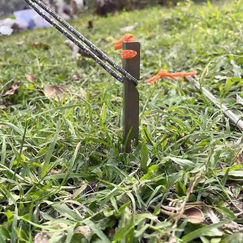 

1 Pc Titanium Alloy Tent Pegs With Rope 16cm V Shape Tent Stakes Tent Ground Nail Outdoor Ground Pin Tent Accessories