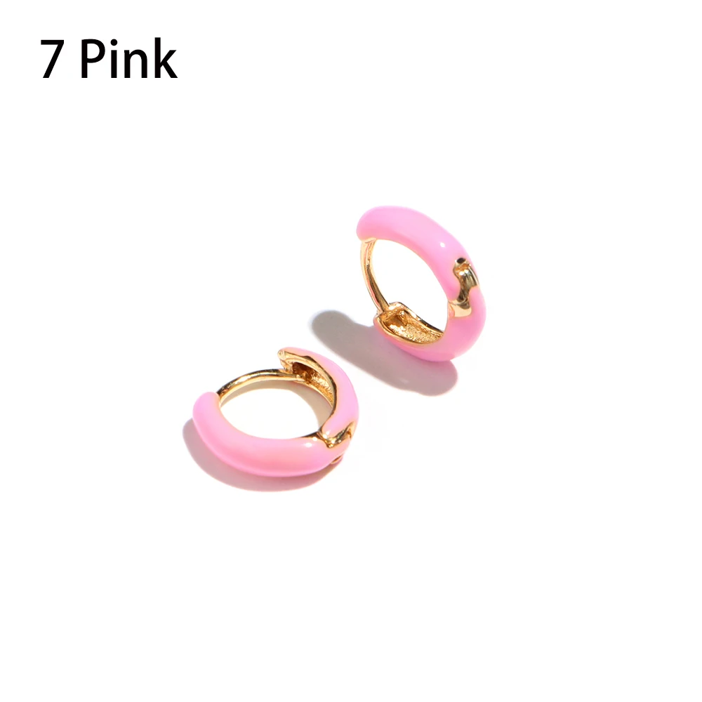 2Pcs 7 Pink Хит богемные одиночные серьги-кольца цветок круглые маленькие серьги-клипсы имитация жемчуга Стразы манжеты модные ювелирные изделия - Окраска металла: 2Pcs 7 Pink