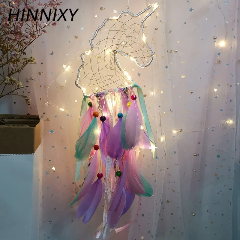 Hinnixy Ловец снов ночные светильники для девочек Декор спальни Подвесная лампа