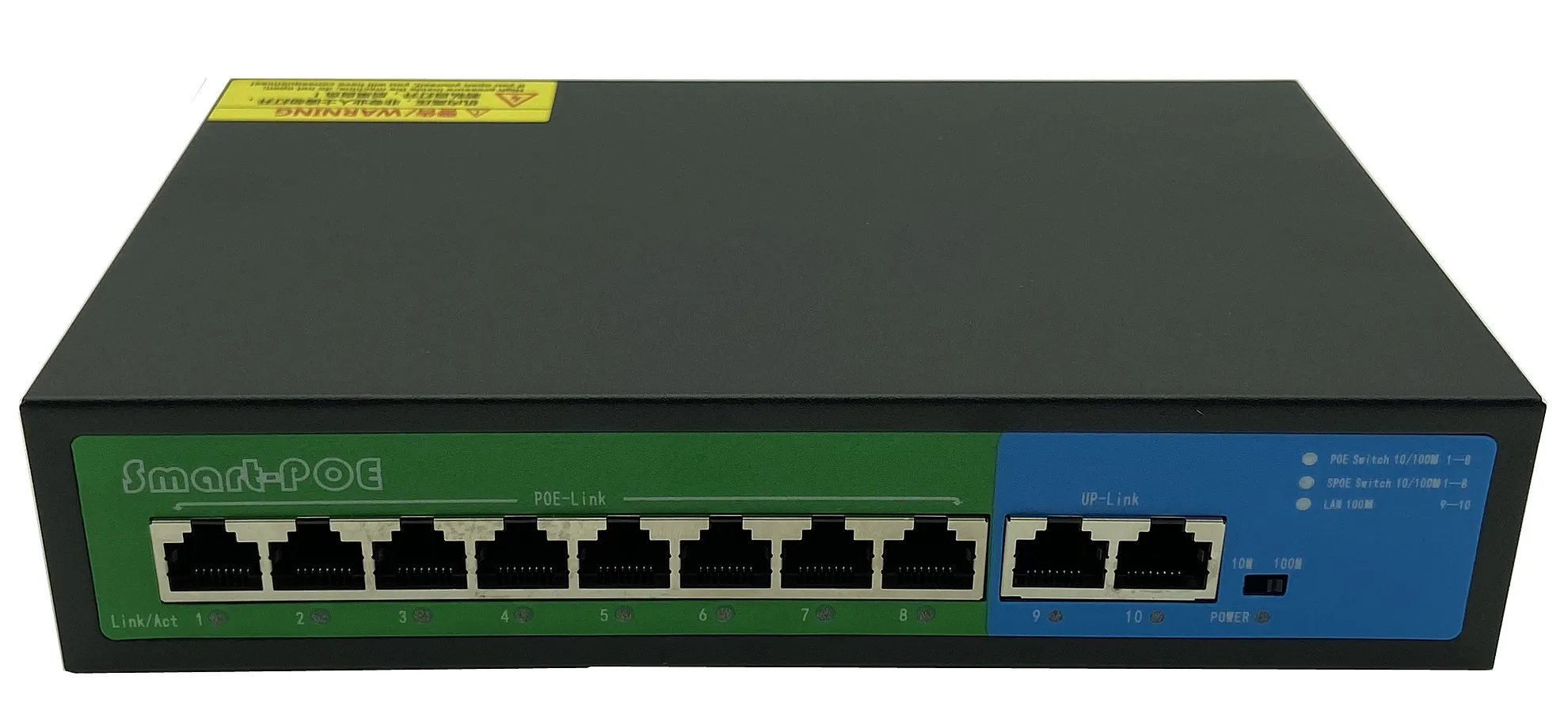10-портовый 48 в 8 PoE Инжектор Power Over Ethernet коммутатор 150 Вт IEEE802.3af/at 1 2 +/3 6-Встроенный