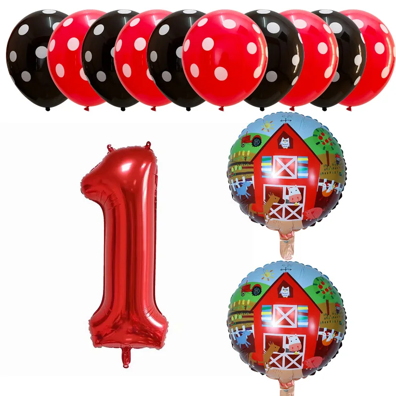 

13pcs/lot Cartoon Farm Paradise Balloon Party Decoration Globos Pasture Animals 30inch Number Foil Helium Balloons Kids Toys