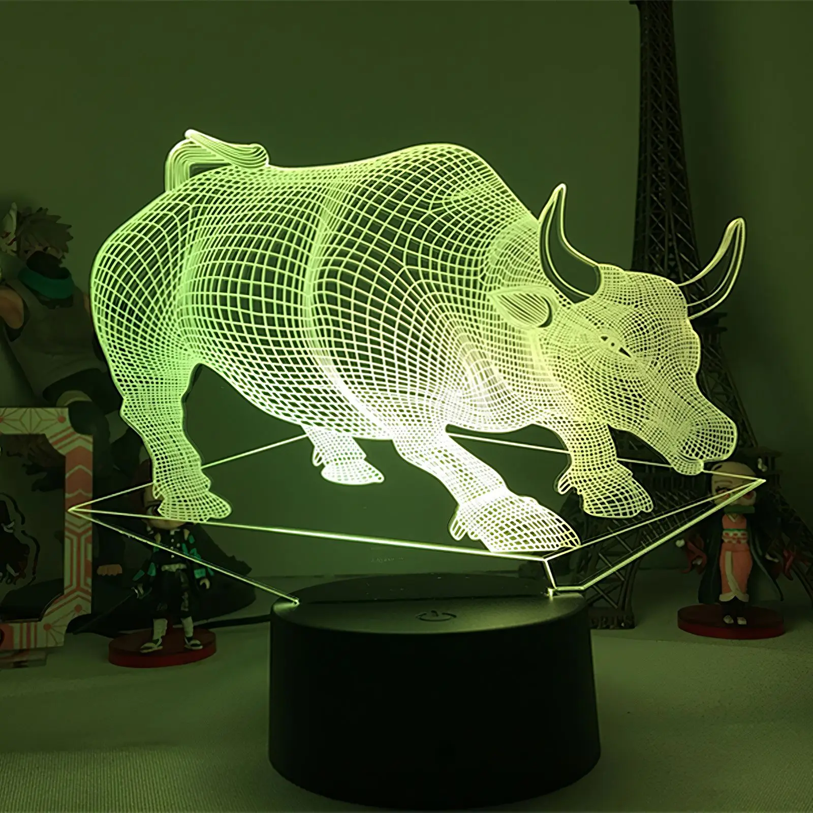 

Desk Decor Cattle Bedside Lamp USB Charging&AA Batteries Lamp For Home Bedroom Bedside Night Light Cycle 7 Color Change For Home