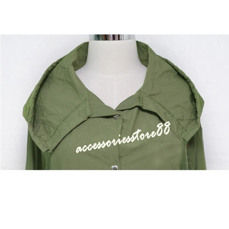 Женская мода панк готический армейский зеленый капюшон с капюшоном на шнурке