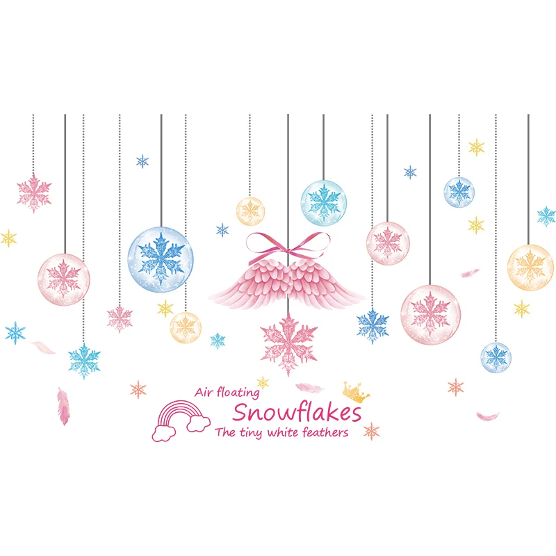 

[shijuekongjian] Girl Flowers Wall Sticker DIY Snowflakes Wings Mural Decals for Kids Rooms Baby Bedroom House Decoration