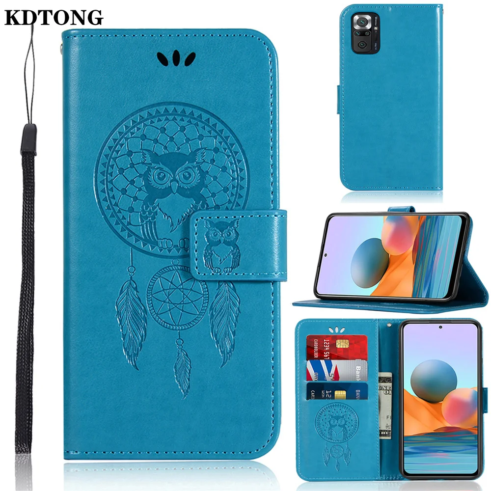 

Embossed leather Phone Case for Xiaomi CC9 CC9E Redmi Note 10 4G 9T 5G 9 8 Pro 9A 8A Funda Owl Pattern Wallet Protect Cover Capa