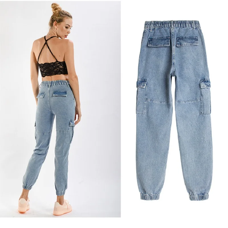 Джинсовые брюки-султанки свободного покроя с высокой талией |