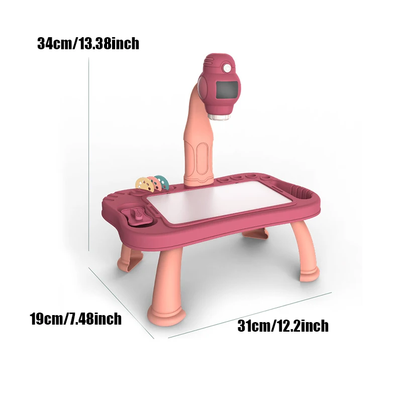

Kids Drawing Desk With Projector Educational Toy With 48 Copy Pattern Detachable Projection Painting Drawing Desk Table Child