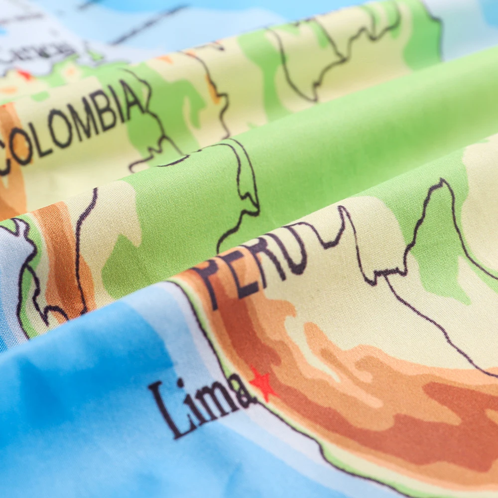 Комплект постельного белья с изображением карты мира пододеяльник HD принтом