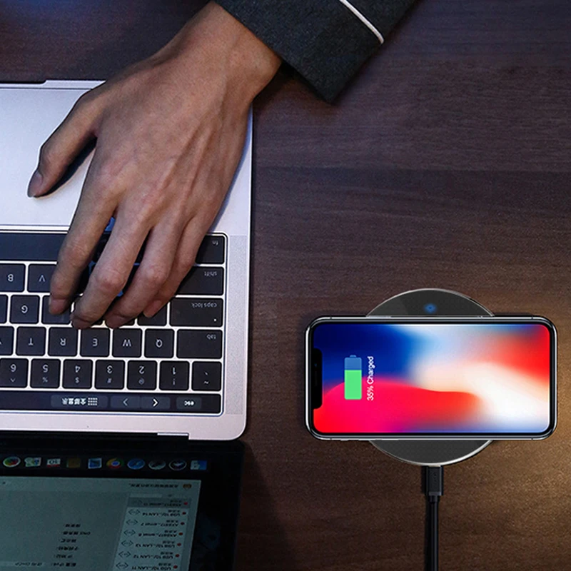 10w qi wireless charger pad for samsung s21 s20 note 10 iphone 12 11 pro xs max x 8 metal wireless fast charging quick charge free global shipping