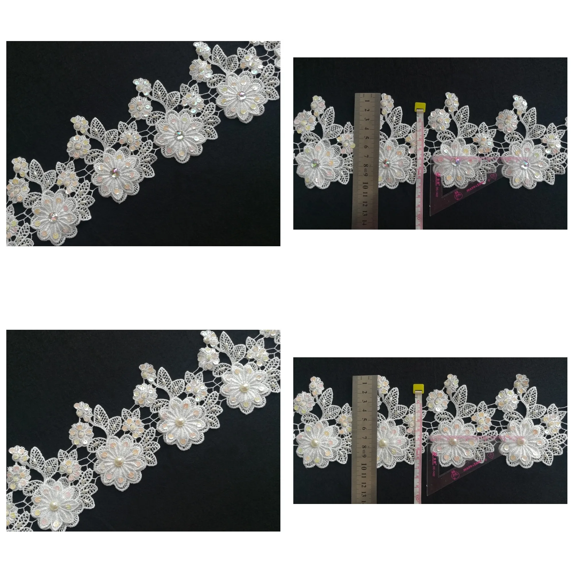 2 ярда/лот x ручная работа слоновая кость/Крем Блестки из бисера 2-слойная