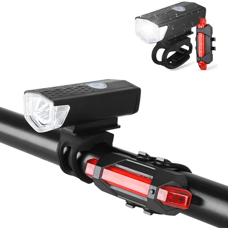 Bike Bicycle Light USB LED Rechargeable Set Mountain Cycle fore Back Headlight Lamp Flashlight luces bicicleta accessories | Спорт и