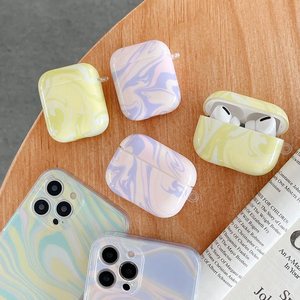 

Wave Texture Case For Apple AirPods 2 1 Case Cute Silicon Soft Cover For Airpod Earphone Charging Box funda For Air pods Pro Bag