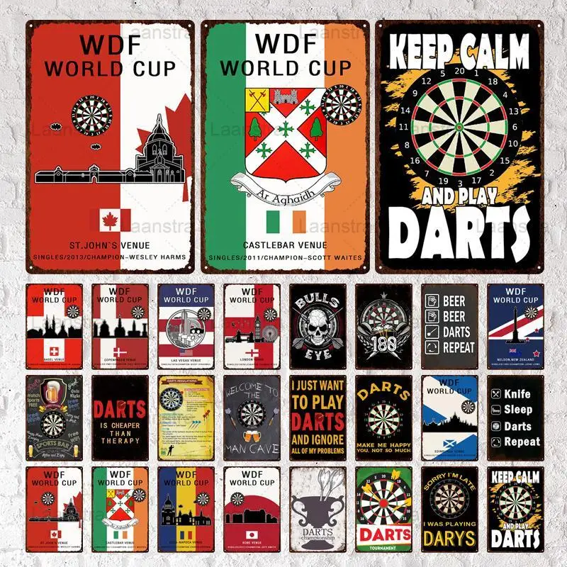 

WDF World Cup Darts Sign Metal Tin Sign Sports Vintage Iron Plaques Retro Wall Art Bar Pub Darts Club Decor Home Decor 20x30cm