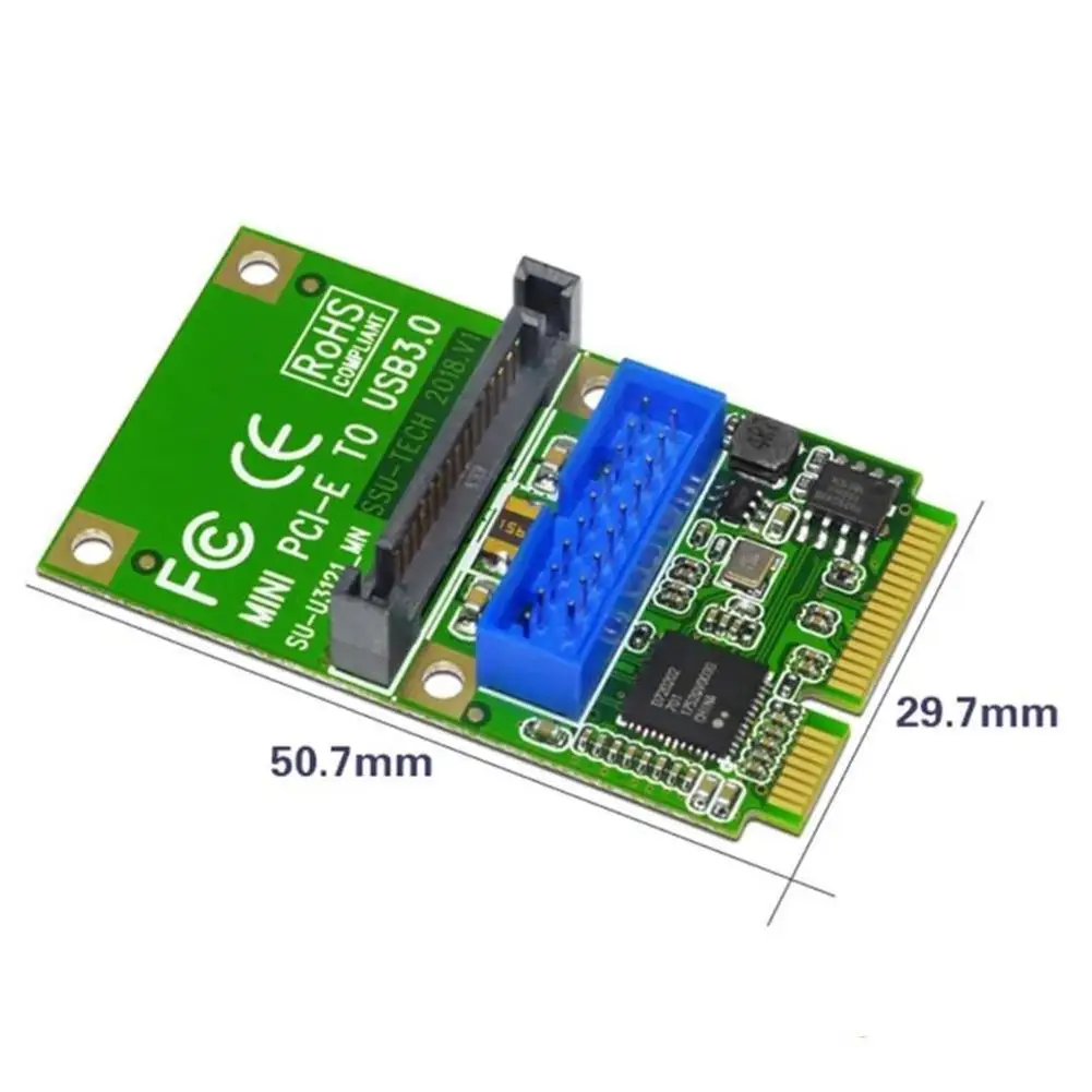 

1pc Mini Pci-E To Usb3.0 Adapter Card Mini Pcie To19-Pin 20Pin Usb 3.0 Expansion Card With 15Pin Sata Power Ports For Desktop Pc