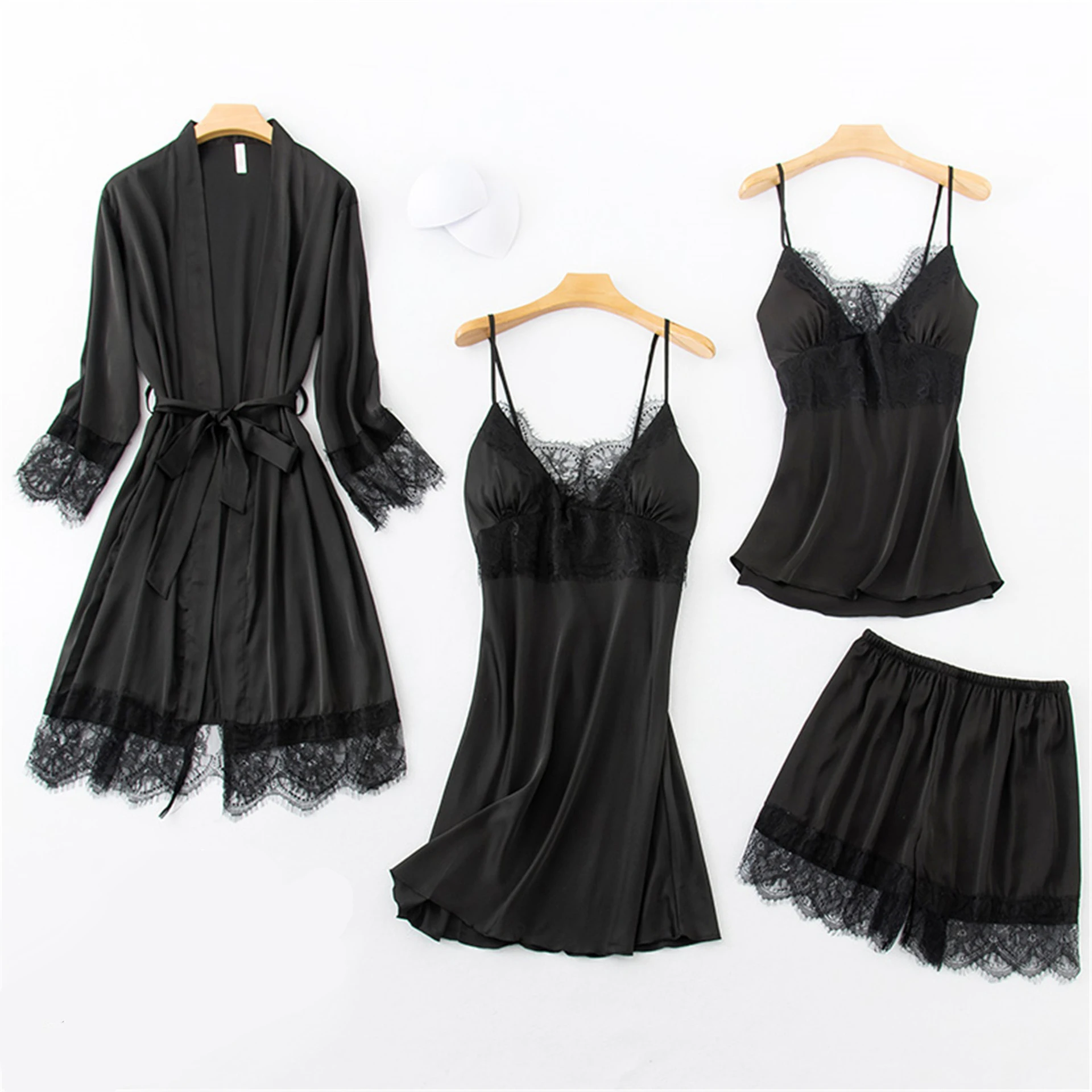 4 шт. кружевной пижамный комплект женская одежда для сна пижама весенний