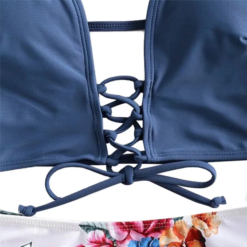 

High Waist Floral Printed Bikini Set Sexy Swimwear Women 2020 Mujer Push Up Padded Biquini Bandage Bathing Suit Swimsuit Bikini
