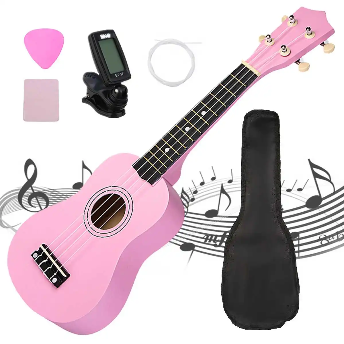 Укулеле Комбо 21 дюйм сопрано 4 струны гавайский бас струнный щипковый инструмент.