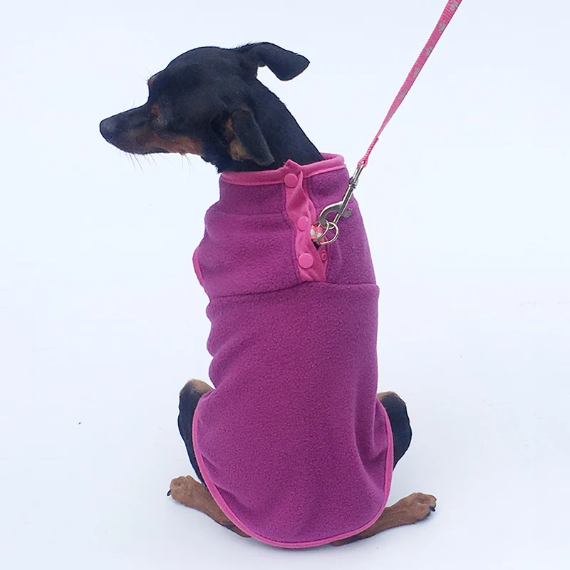Soft Fleece Clothes for Small Dogs Solid Color Blank Dog Vest Chihuahua Tshirt With Dog Harness Leash D-Ring Pug Yorks Costume