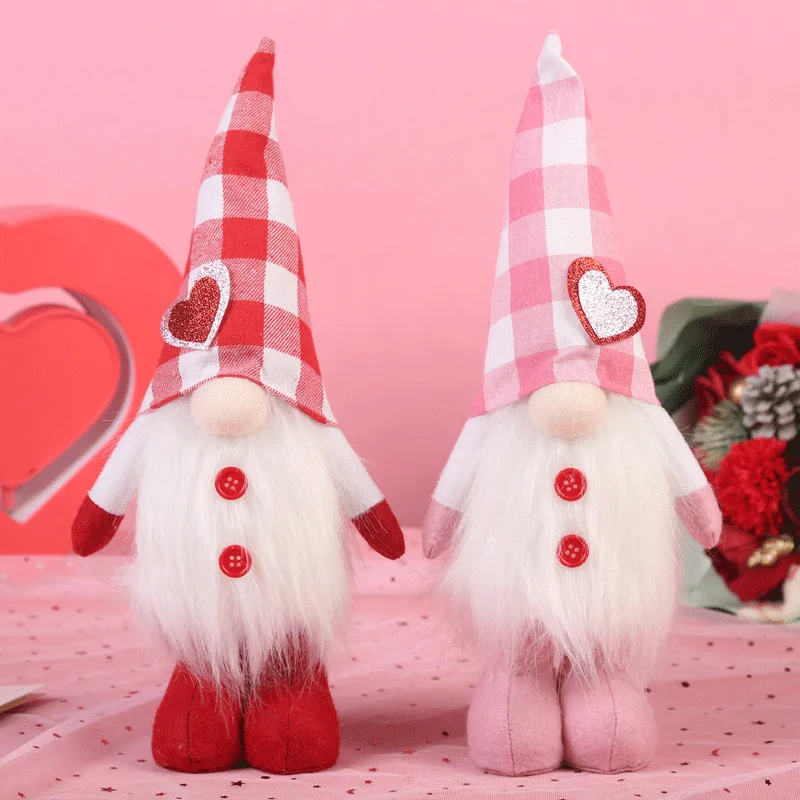 

Valentines Day Gift Red Pink Love Heart Faceless Lovers Doll Happy Valentine Party Present Bride To Be RusticWedding Party Decor