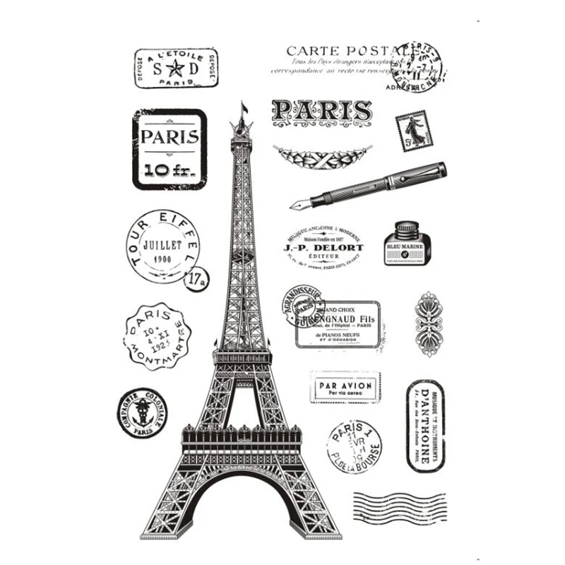 Почтовые марки Франции почтовые Effiel Tower прозрачные декоративные | Дом и сад
