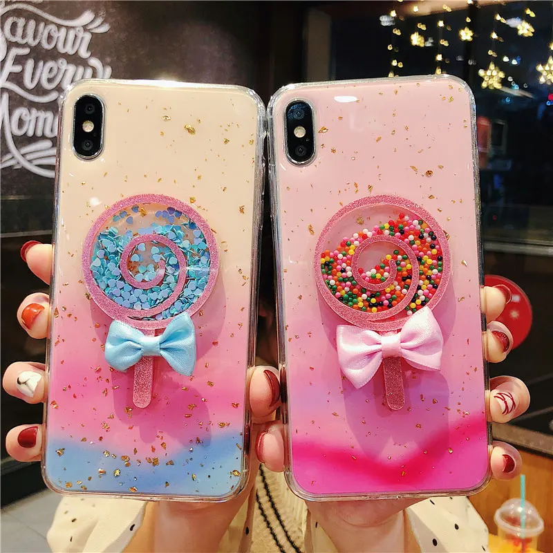 Милый чехол для телефона с динамичными бусинами леденец конфеты iPhone 11 X XR XS MAX 7 Plus