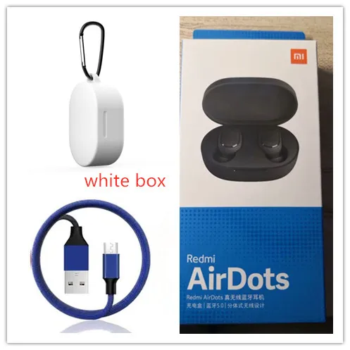white box Xiaomi Redmi Airdots Xiaomi беспроводные наушники Голосовое управление Bluetooth 5,0 шумоподавление управление - Цвет: white box