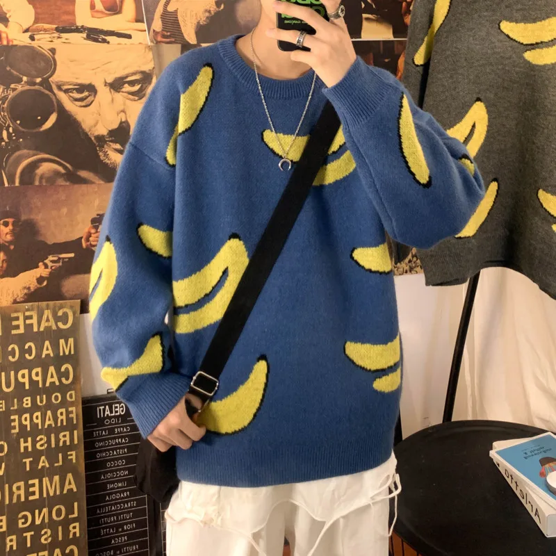 

Новинка 2021, зимняя одежда, Свободный Повседневный пуловер, свитер, модный брендовый мужской свитер с Т-образным вырезом, Корейская версия, с ...