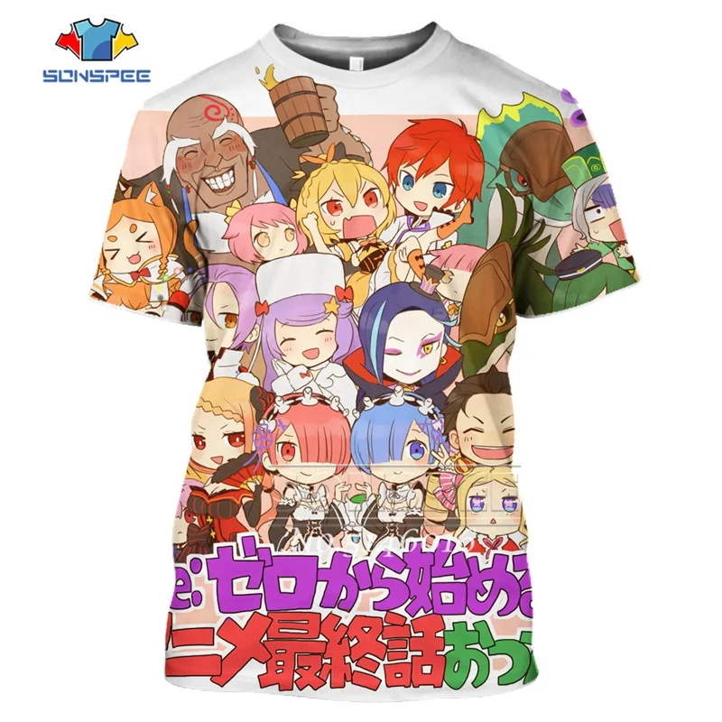 20 SONSPEE, 3D принт, аниме, Harajuku Re: zero, Твин Рам Рем, косплей, футболка, мужская, повседневная, летняя, унисекс, короткий рукав, футболки, топы, t445 - Цвет: 20