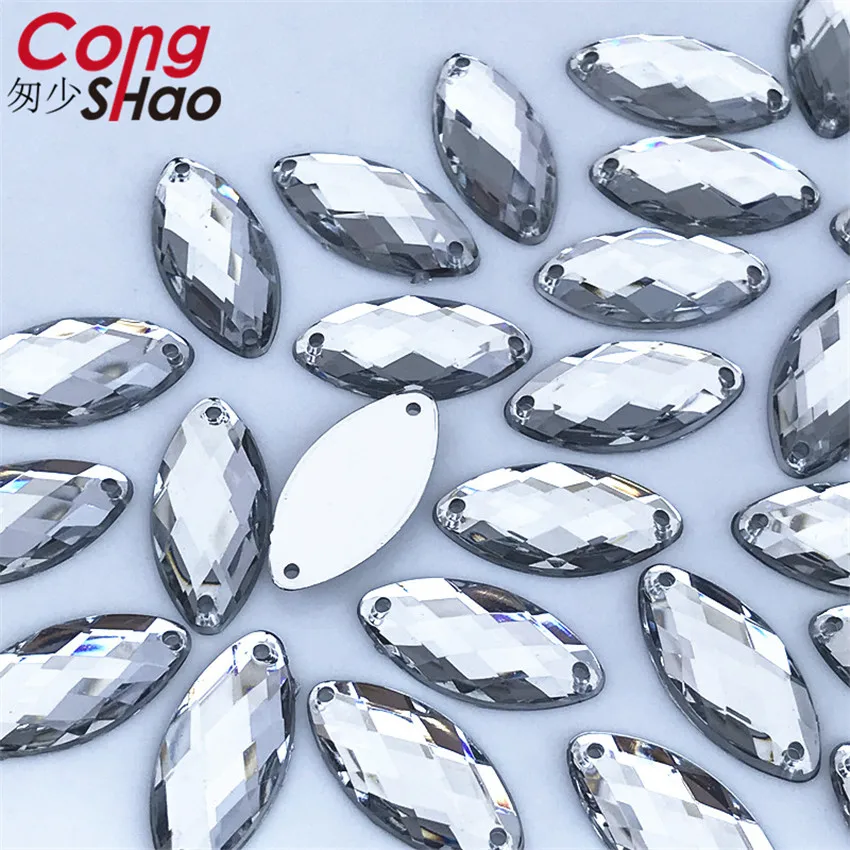 Стразы акриловые с двумя отверстиями 9 х18 мм 100 шт. 8Y602