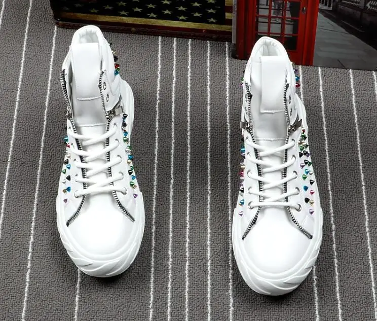 2019 Men's Designer street Trendy Punk hip-hop colour rivets Loafers Platform Casual Flats Shoes Male Dress Wedding Prom shoes | Обувь