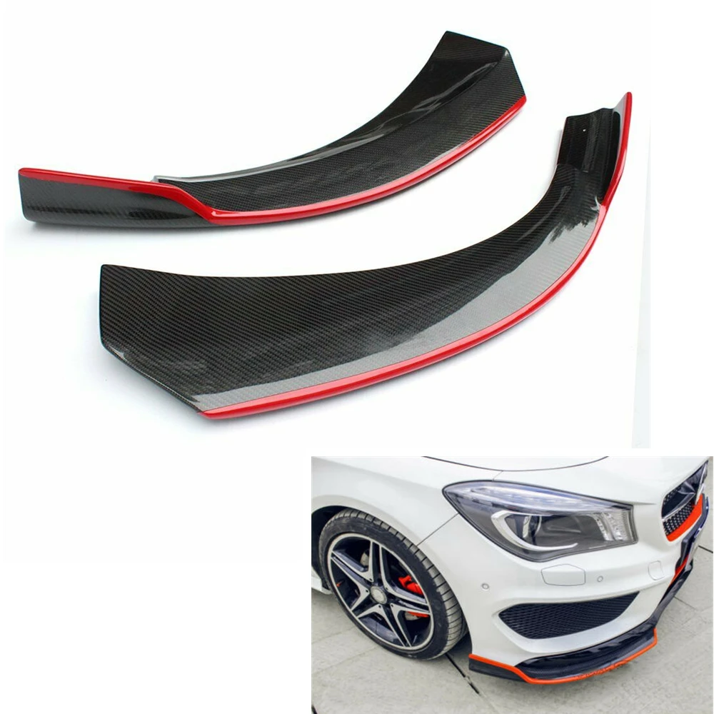 

For Mercedes Benz CLA Class W117 CLA45 CLA250 AMG Carbon Fiber Front Bumper Side Splitter Cover Lip Lower Spoiler Corner Trim