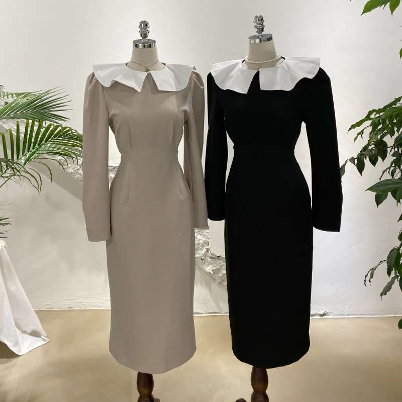 Весенне-осеннее женское платье во французском стиле повседневное