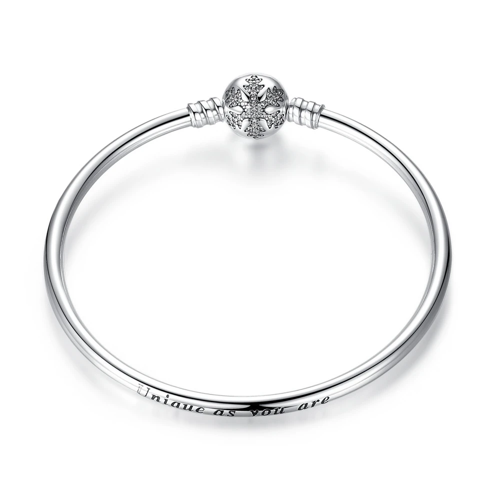 WOSTU 925 пробы серебряные оригинальные браслеты Снежинка голубые глаза циркониевая цепочка подходит для женщин браслет и браслет Роскошные ювелирные изделия - Окраска металла: FBS915-1