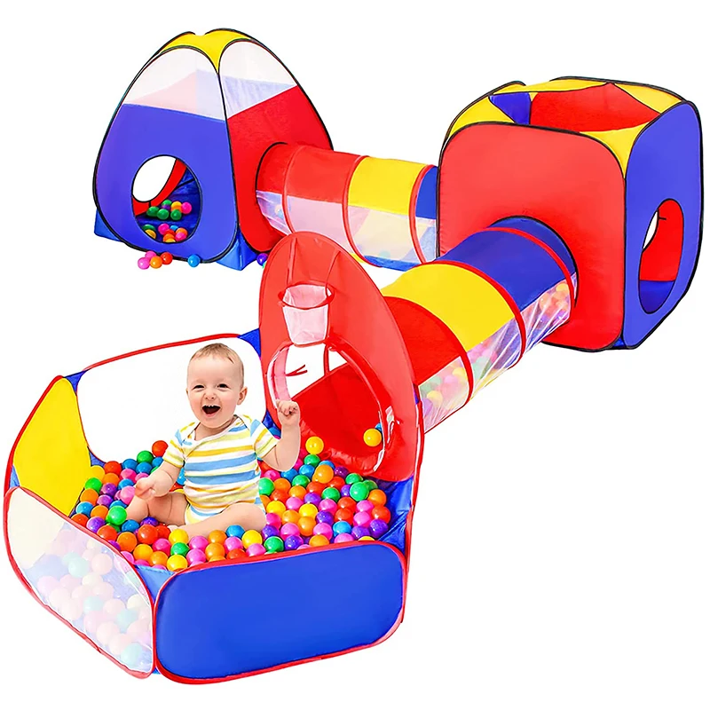 

5pc Portable kids Playhouse Pop up Play Tents Tunnel With Ball Pit Games for Children Boys Girls Toy Tent Outdoor&Indoor Castle