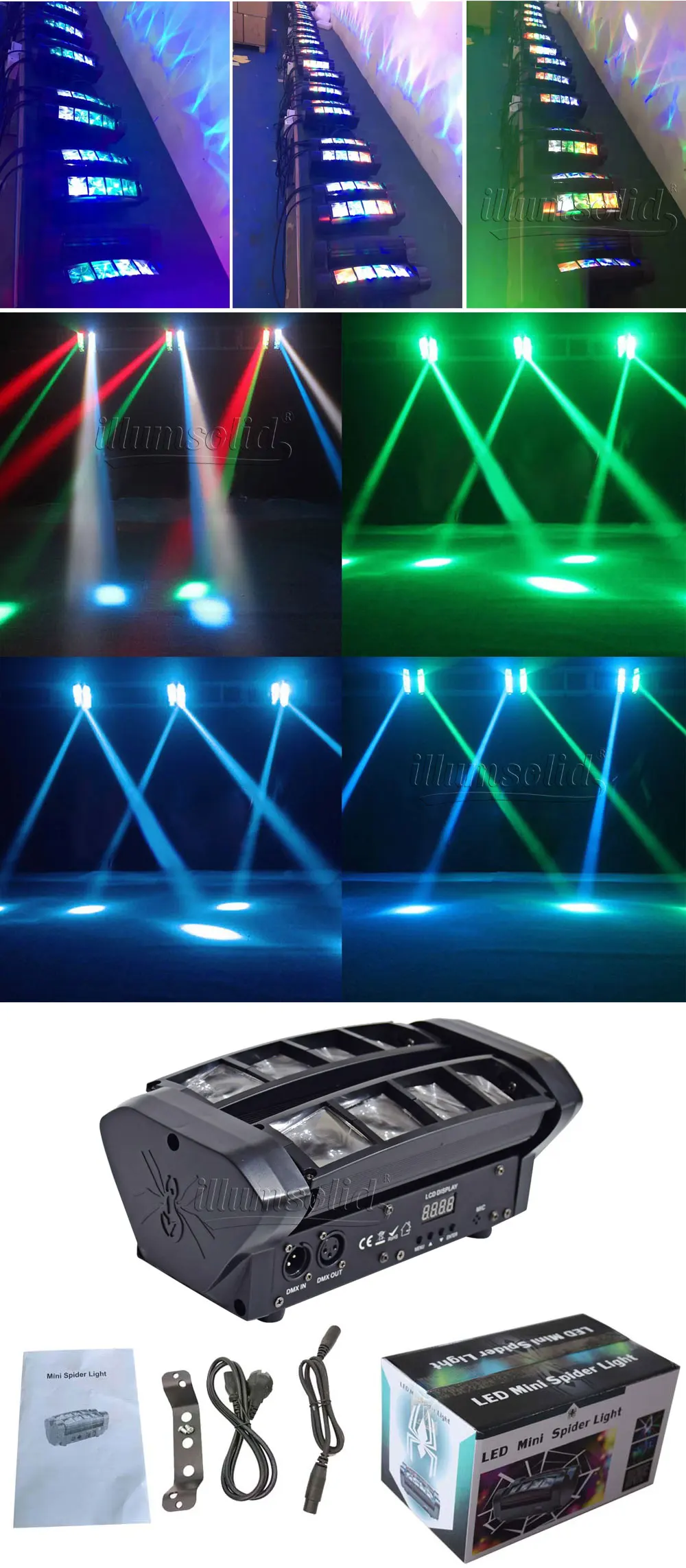 Новое поступление 8x12 Вт Светодиодный светильник паук RGBW DMX512 Звуковое управление диско светильник s 2 шт./лот