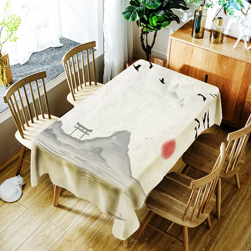

European and American style waterproof household printing ink pattern washable tablecloth