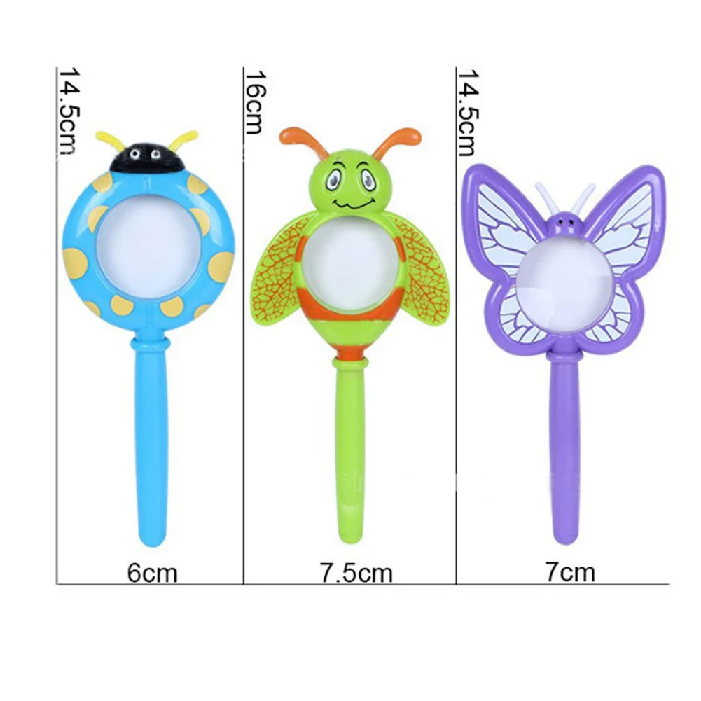 

Cartoon Handheld Kid Insect Magnifier Glass with Bug Viewer Detective Explorer Tool Kids Educational Toy Ladybug Butterfly