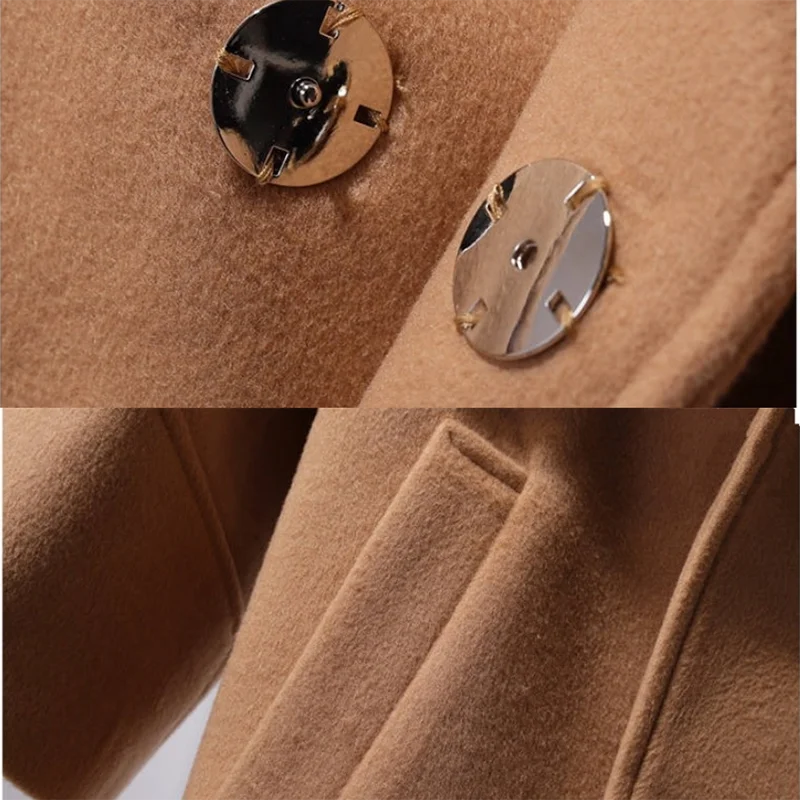 

Leiouna Full Casual Spring Woolen Coat New Women's Autumn Winter Woolen Coats Short Cloak Women Short Woolen Coats Belt Jackets