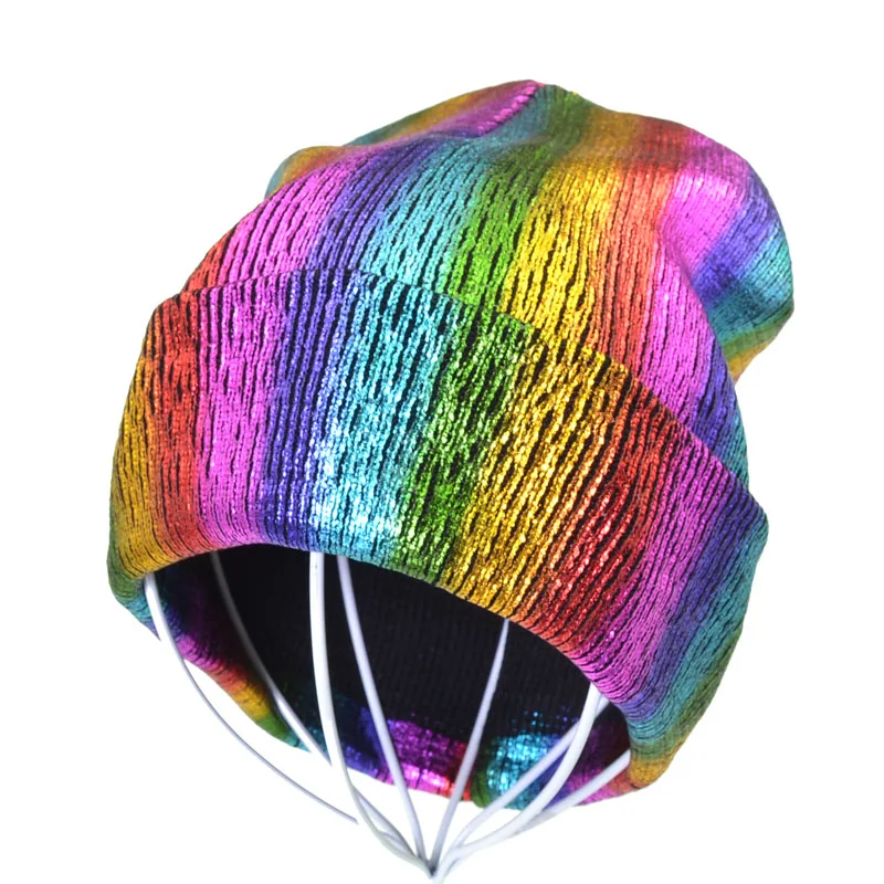 Женская Вязаная Шапка бини зимняя теплая шапка в стиле хип хоп цвета: золотистый