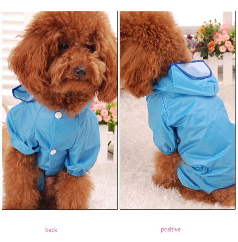 

Pet Nylon Raincoat Dog Raincoat Teddy Waterproof Clothes Golden Retriever Hooded Rainwear Samoyed Outdoor Blue Pink Jacket