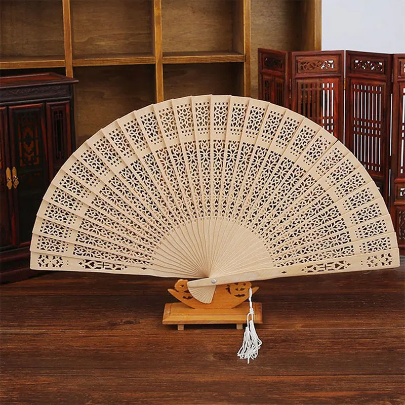 Engraved Wood Folding Hand Fan Wooden Fold Fans Wedding Party Gift Home Decor Children Princess Lady Show Performance Tools | Дом и сад