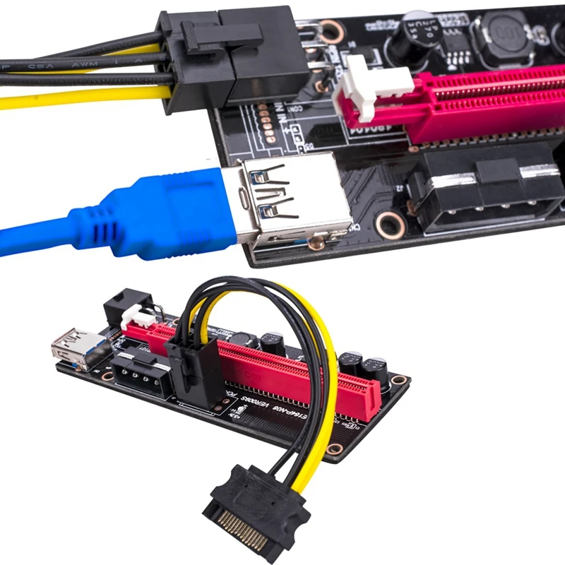 5 шт. Райзер Ver009 USB 3 0 Pci E Ver009S Express 1X 4X 8X 16X адаптер карта Sata кабель питания от 15Pin до 6