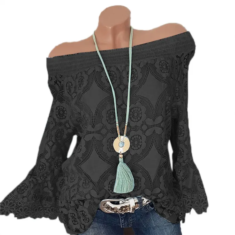 VICABO кружевная строчка сплошной цвет сексуальные женские футболки длинный рукав