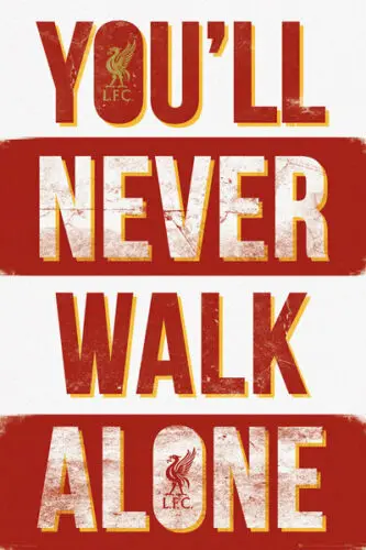 Шелковый постер Youwill NEVER WALK ALONE для футбола Настенный декор картина комнаты 24x36