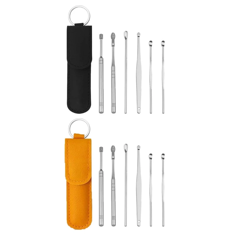 

6Pcs Ear Pick Cleaning Kit Wax Removal Earpick Baby Adults Stainless Steel Cleaner Spoon Healthcare Tool Set Drop Shipping