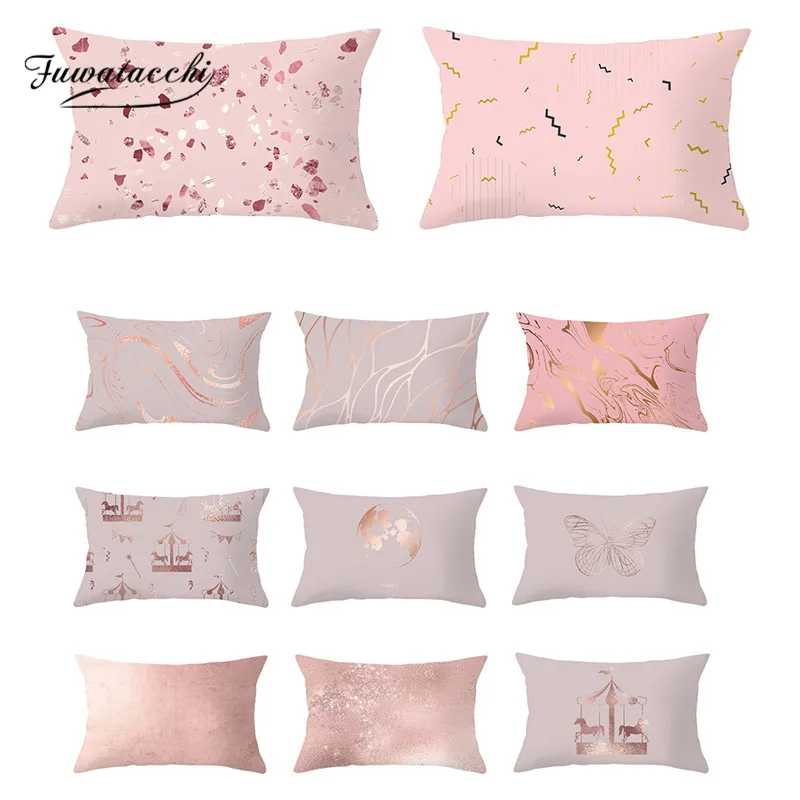 Fuwatacchi розовый прямоугольник/чехол для подушки из полиэстера с геометрическим