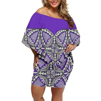 the most popular design in 2022 polynesian samoan retro womens off shoulder loose one piece dress frill ladies party dress
