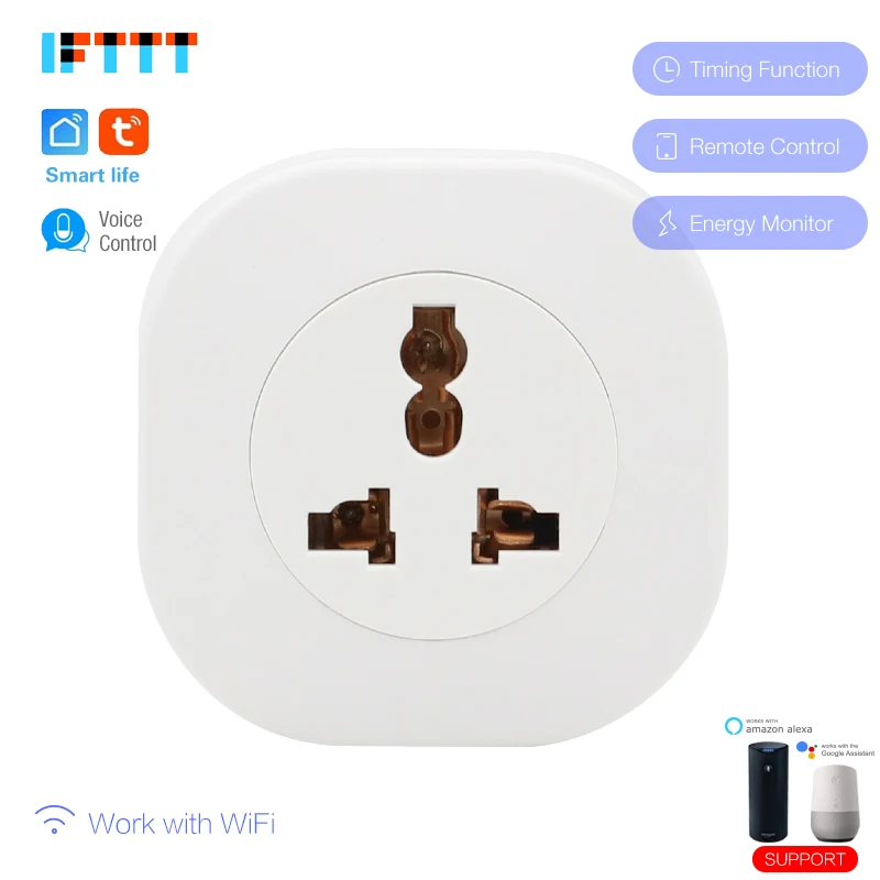 Wifi смарт Индия Южноафриканская вилка монитор питания 10A умная розетка Голосовое
