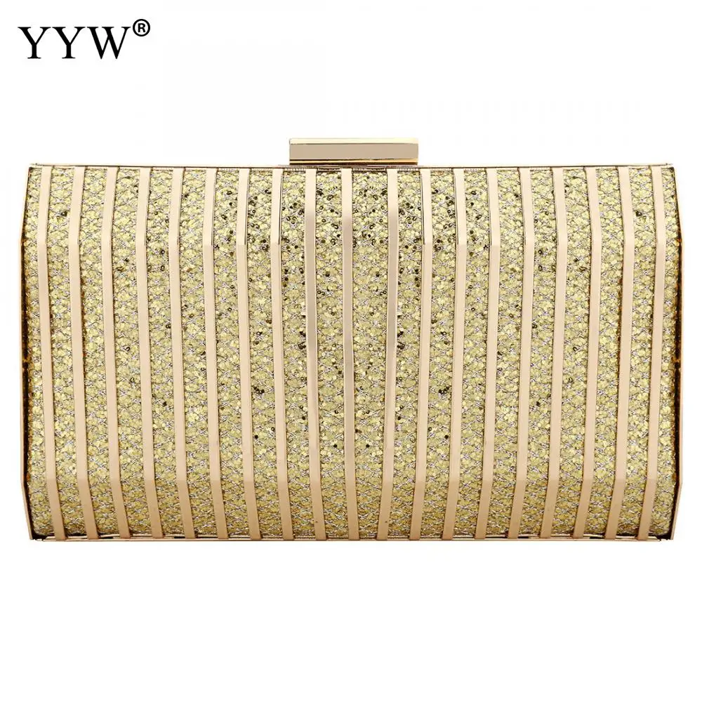 Gold Crossbody Bag For Women Fashion Evening Party Clutch Bags Over Shoulder Purse Bolsa Feminina Zinc Alloy Sequin Clutch