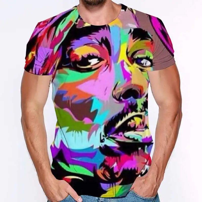 

2021 New T Shirts 2Pac Tupac 3d Men T Shirt Summer Hot Sale Short Sleeve Fashion Hip Pop Streetwear Women Oversized Tupac Tops